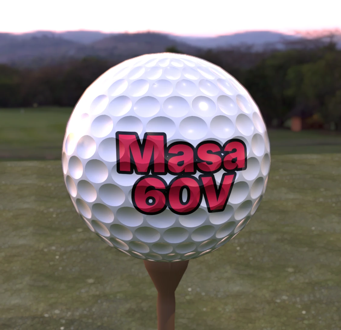 Golfpallo omalla tekstillä