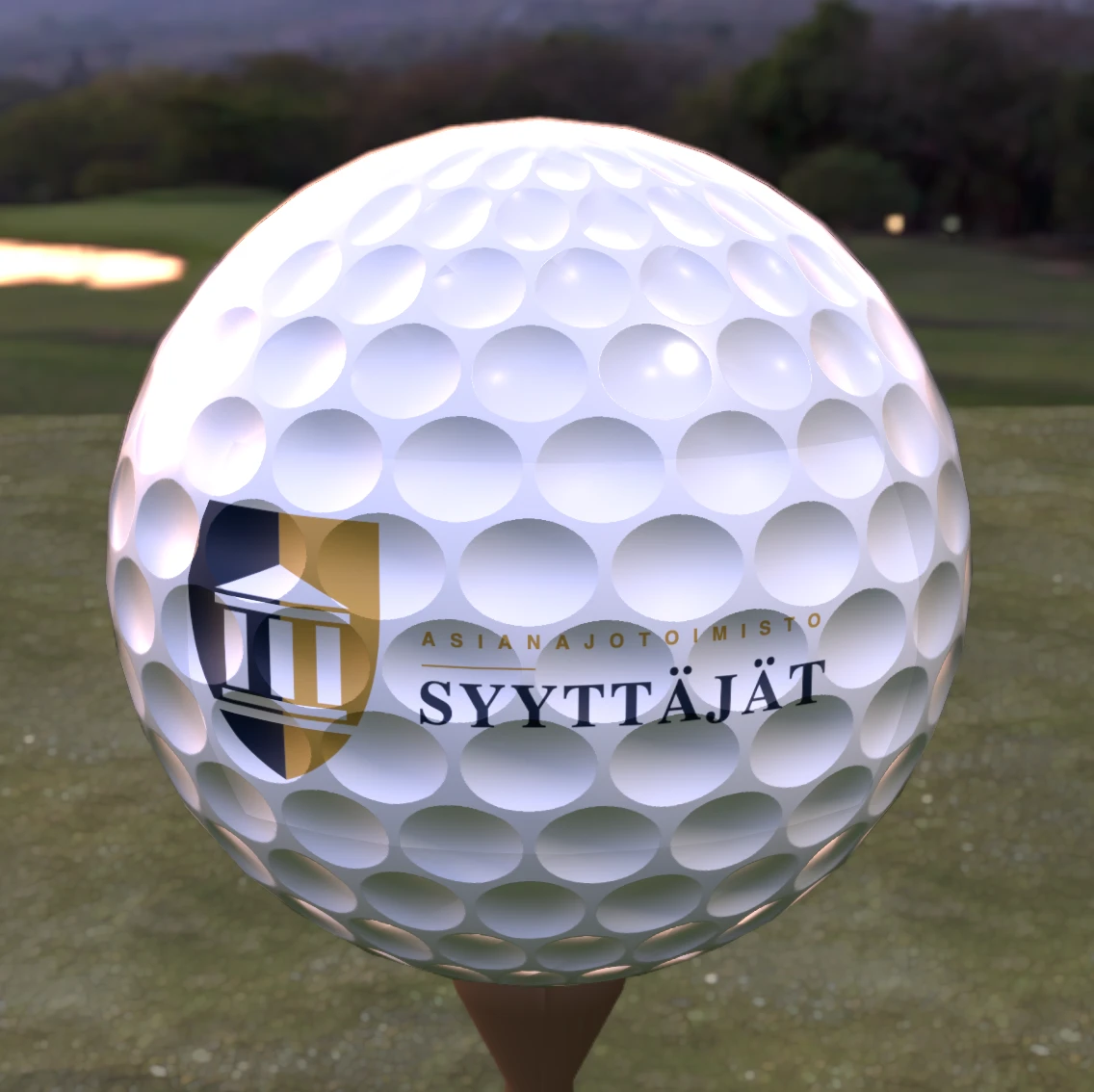 Logo golfpallon kaarevalla pinnalla